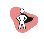 Vector artwork of a human figure wearing a cape, standing confidently with hands on hips